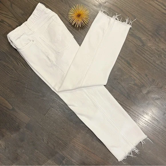 Hudson Remi High-Rise Straight Crop Jean White Raw Hem Size 28 - Picture 10 of 10